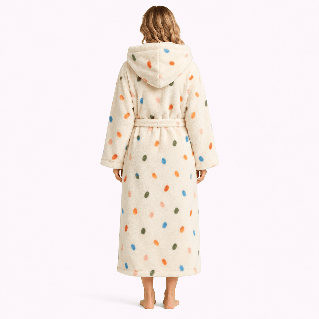 Robe de Chambre Femme Polaire à Capuche Longue