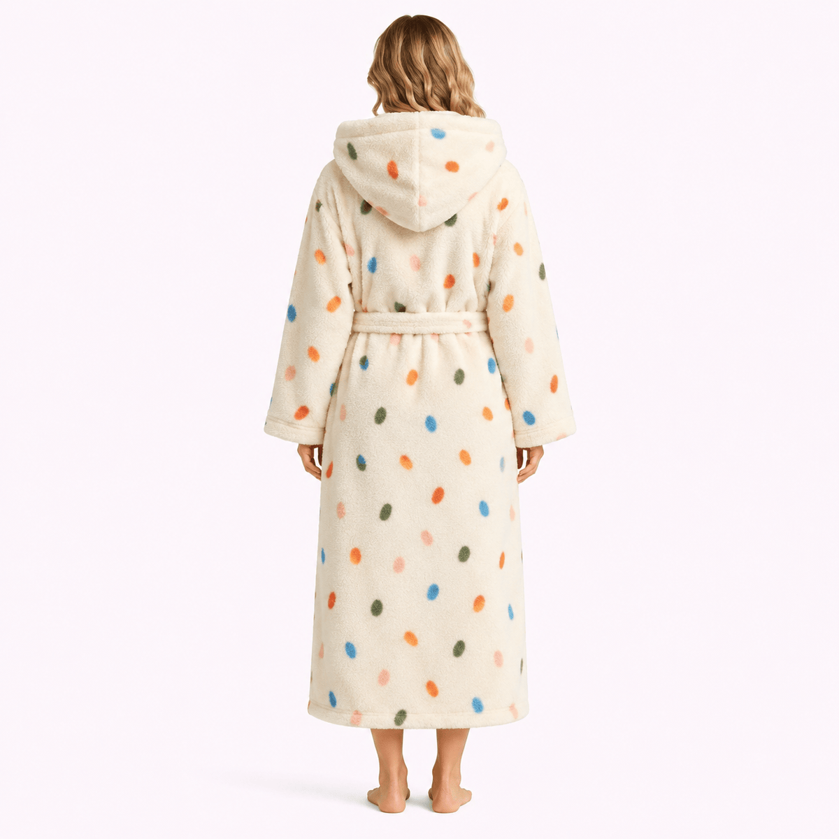 Robe de Chambre Femme Polaire à Capuche Longue
