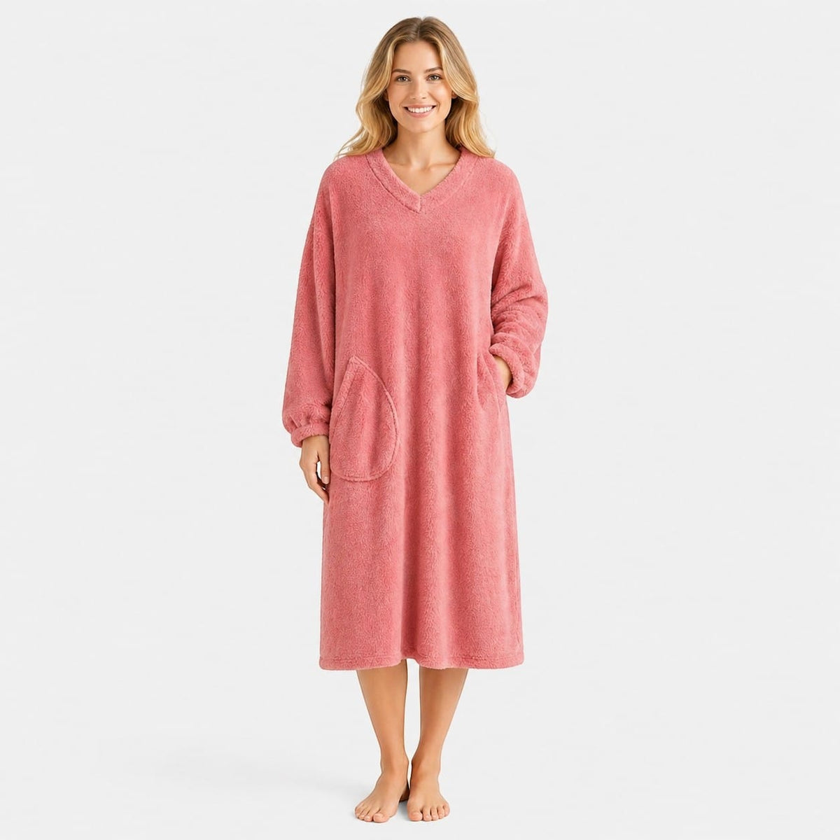 Robe de Chambre Femme Polaire Col V