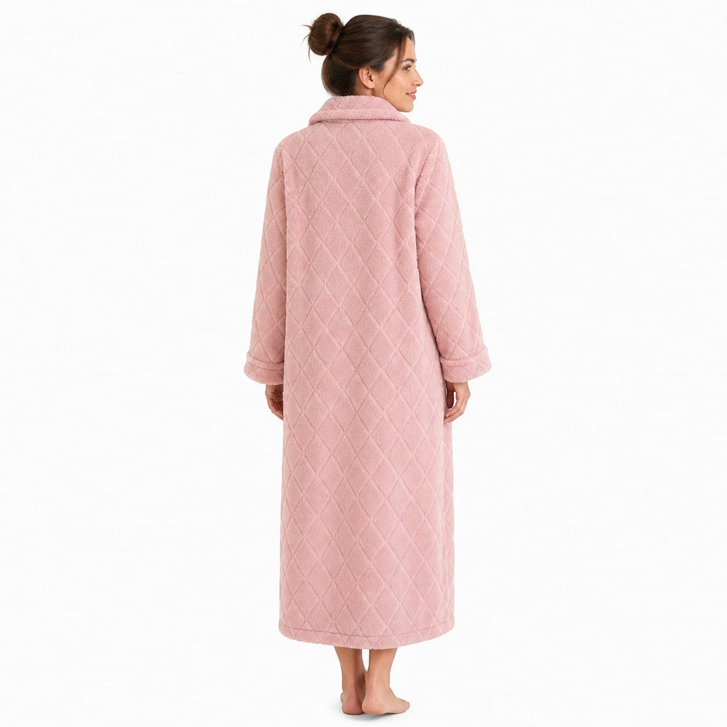 Robe de chambre Femme Polaire Corail Long Zippé Carreaux