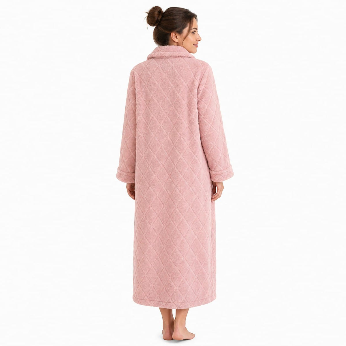 Robe de chambre Femme Polaire Corail Long Zippé Carreaux
