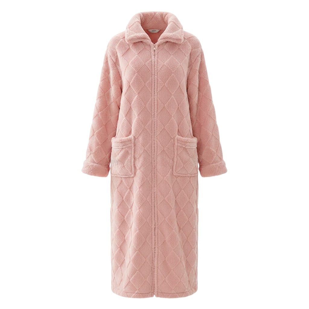 Robe de chambre Femme Polaire Corail Long Zippé Carreaux