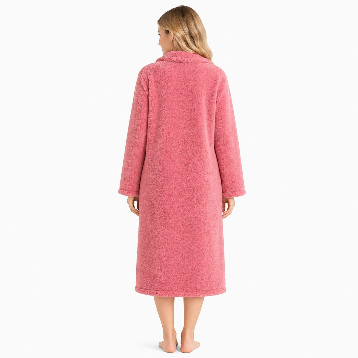Robe de Chambre Femme Polaire Douce Mi-Longue