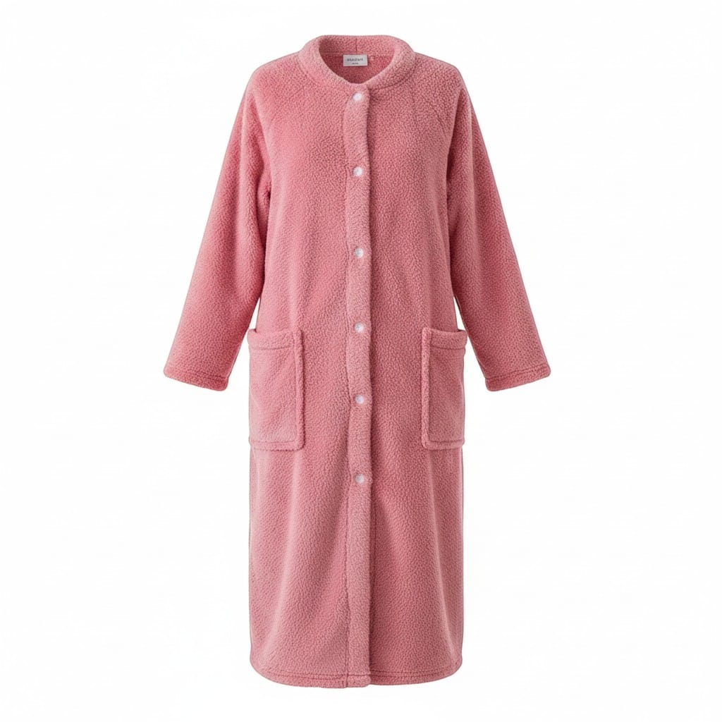Robe de Chambre Femme Polaire Douce Mi-Longue