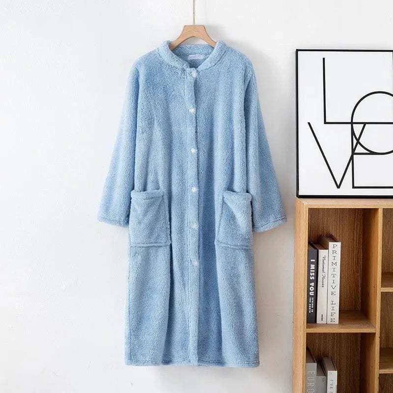 Robe de Chambre Femme Polaire Douce Mi-Longue
