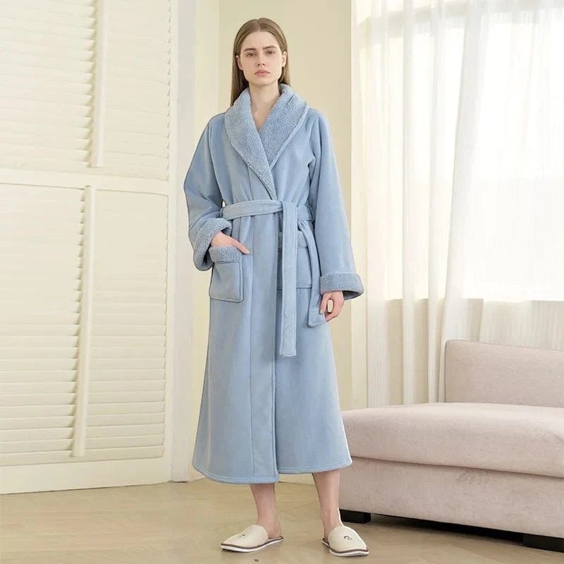 Robe de Chambre Femme Polaire Épais Ceinturé