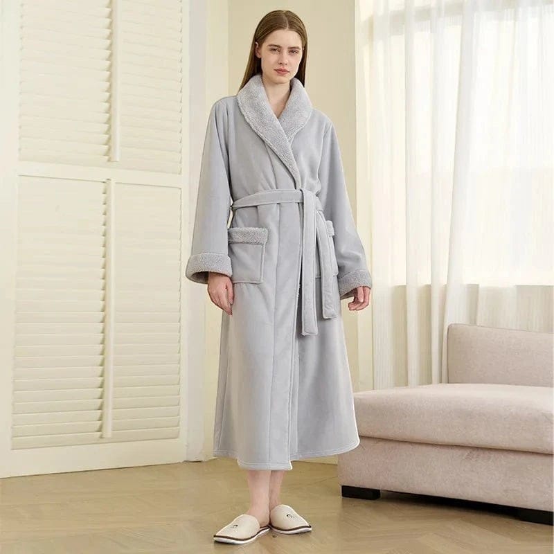 Robe de Chambre Femme Polaire Épais Ceinturé