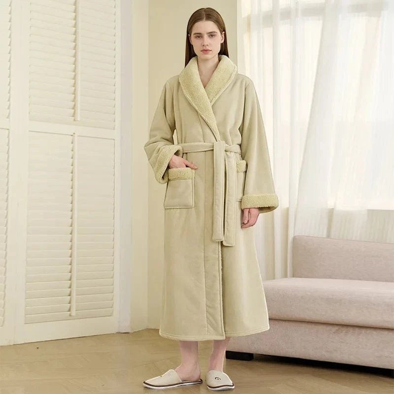 Robe de Chambre Femme Polaire Épais Ceinturé