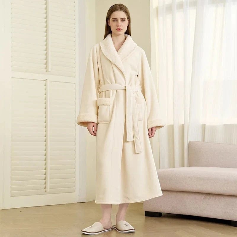Robe de Chambre Femme Polaire Épais Ceinturé