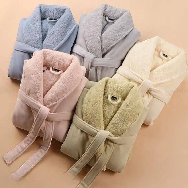 Robe de Chambre Femme Polaire Épais Ceinturé