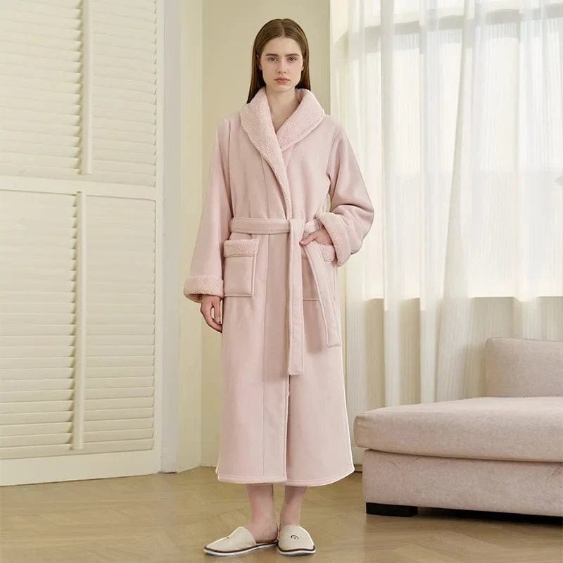 Robe de Chambre Femme Polaire Épais Ceinturé
