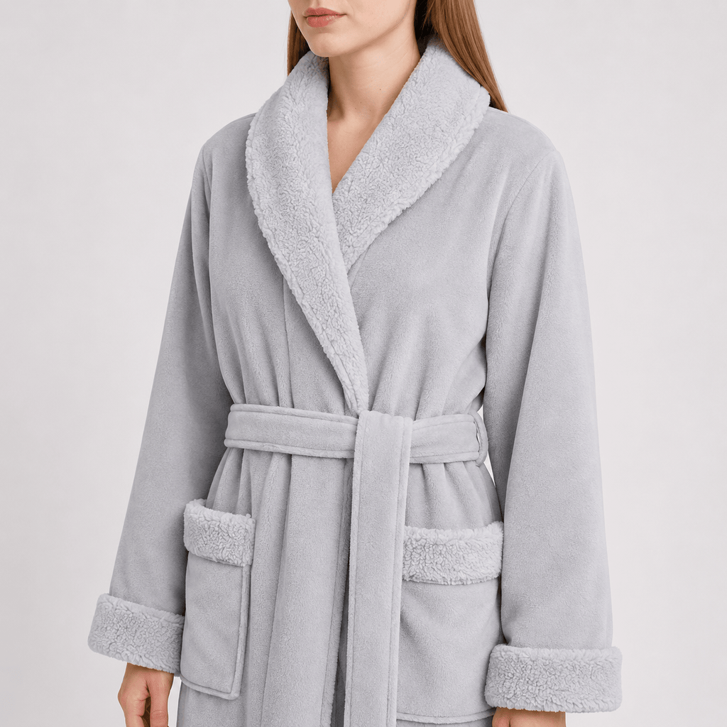 Robe de Chambre Femme Polaire Épais Ceinturé