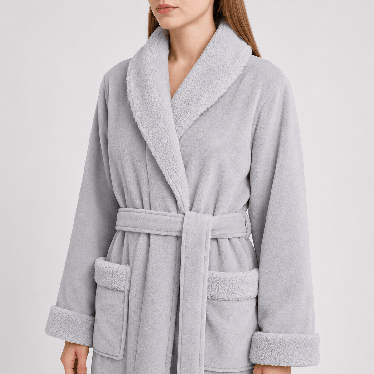 Robe de Chambre Femme Polaire Épais Ceinturé