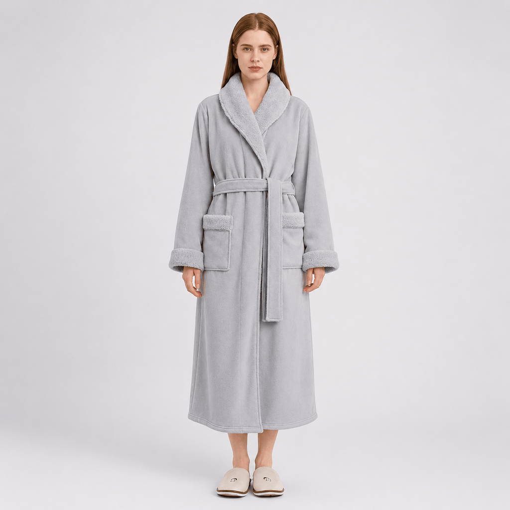 Robe de Chambre Femme Polaire Épais Ceinturé