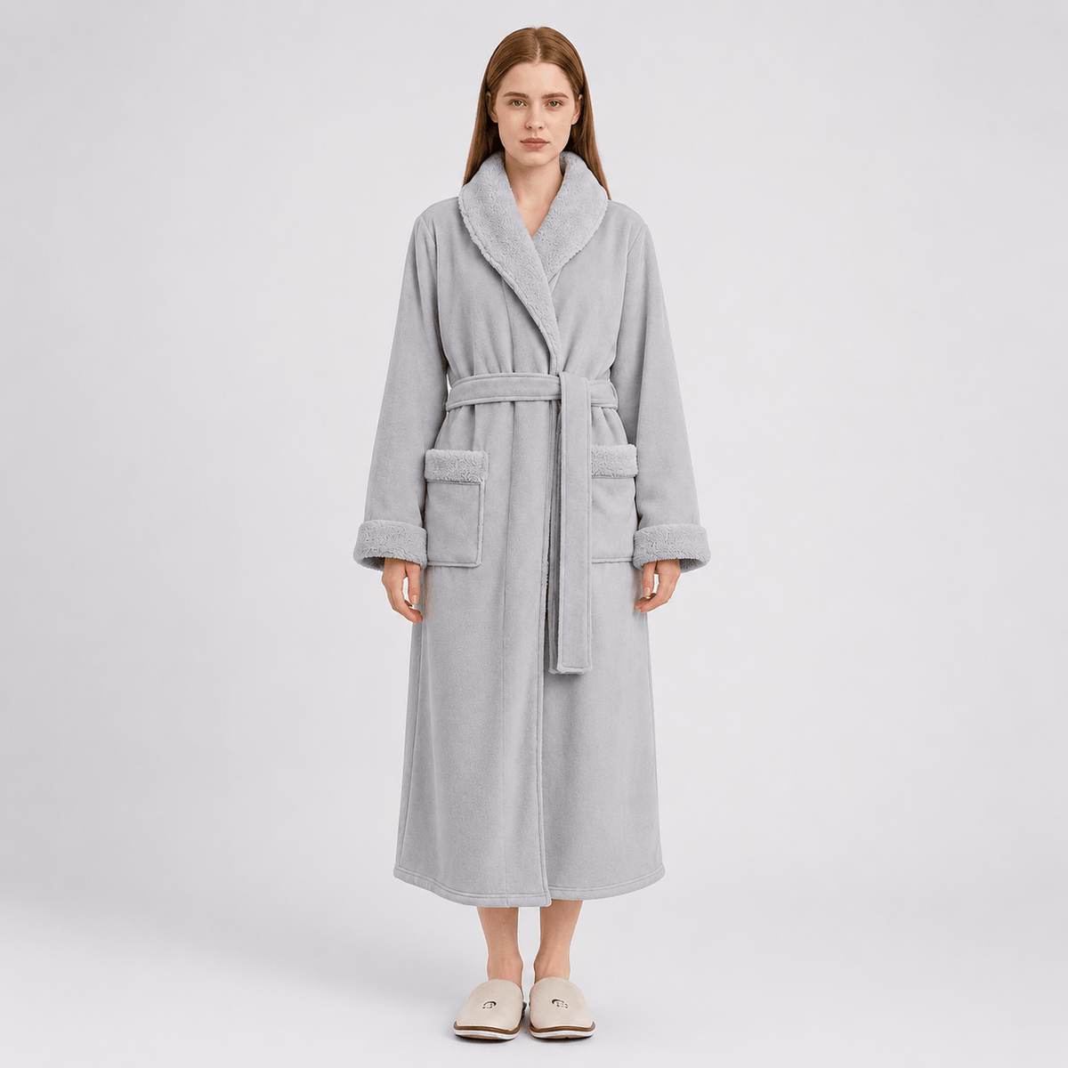 Robe de Chambre Femme Polaire Épais Ceinturé