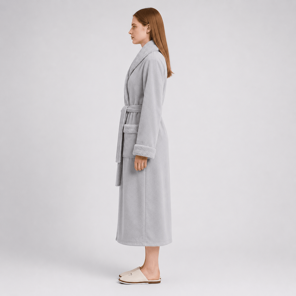 Robe de Chambre Femme Polaire Épais Ceinturé