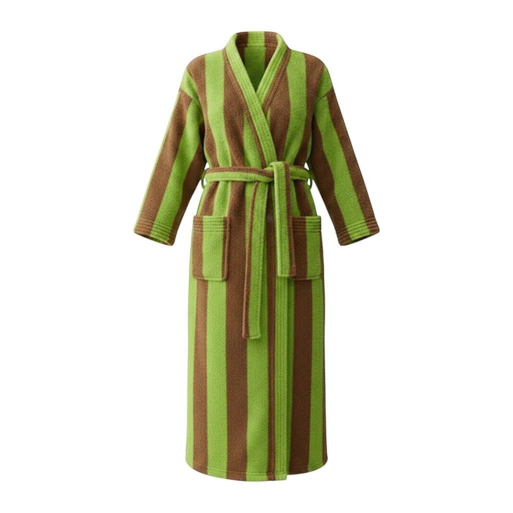 Robe de Chambre Femme Polaire Épais Rayé
