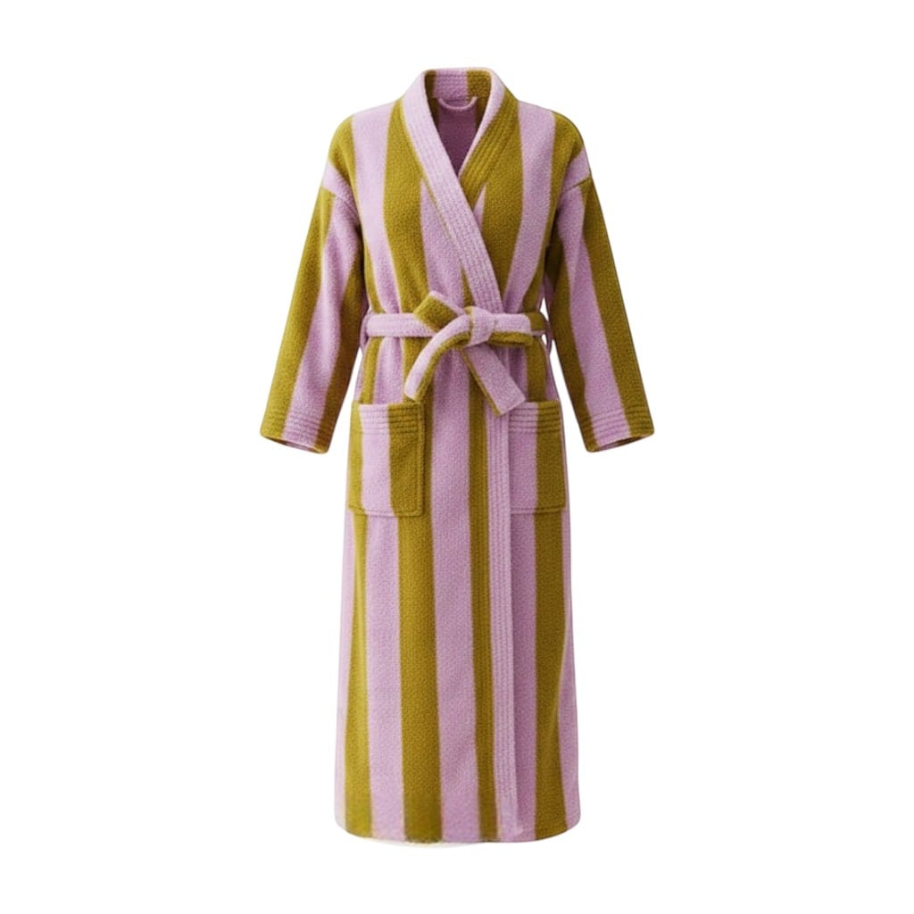 Robe de Chambre Femme Polaire Épais Rayé