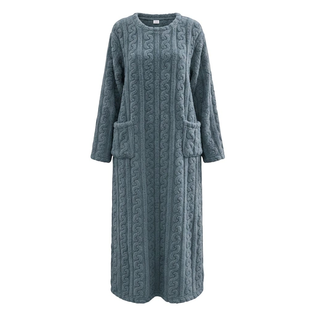 Robe de Chambre Femme Polaire Longue Double Poches Hiver