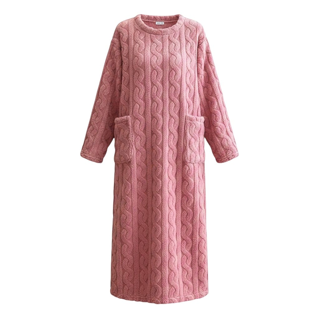 Robe de Chambre Femme Polaire Longue Double Poches Hiver