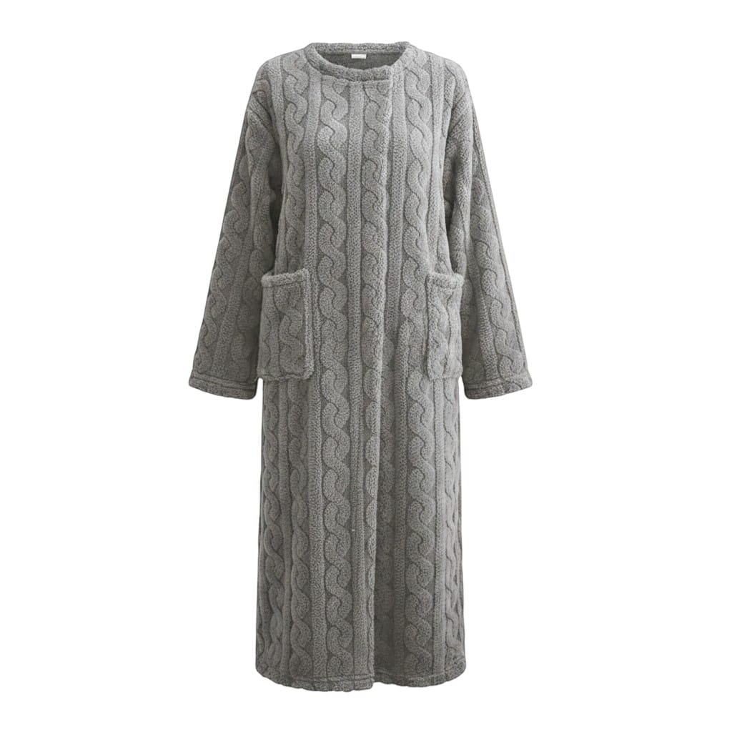 Robe de Chambre Femme Polaire Longue Double Poches Hiver