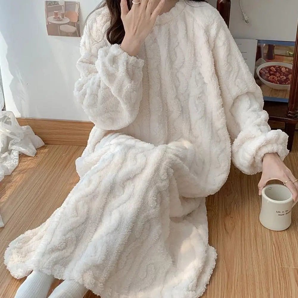 Robe de Chambre Femme Polaire Longue Double Poches Hiver