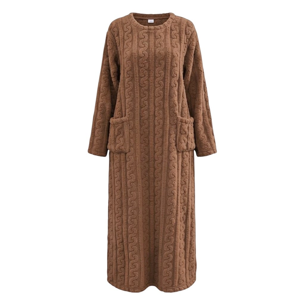 Robe de Chambre Femme Polaire Longue Double Poches Hiver