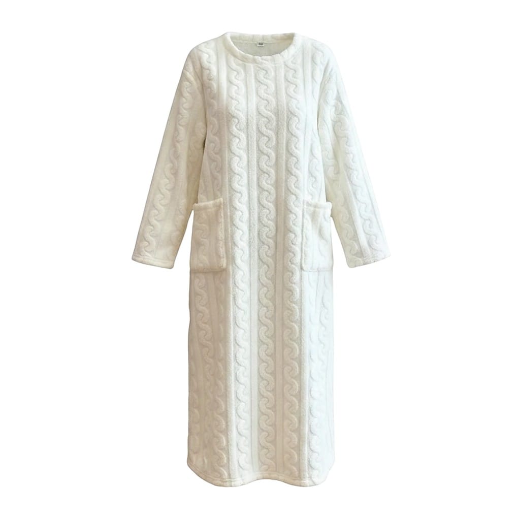 Robe de Chambre Femme Polaire Longue Double Poches Hiver