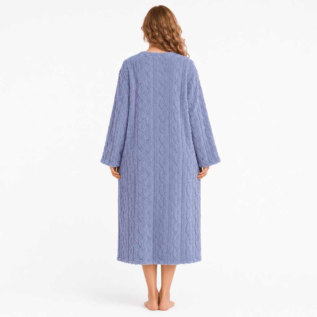 Robe de Chambre Femme Polaire Longue Double Poches Hiver