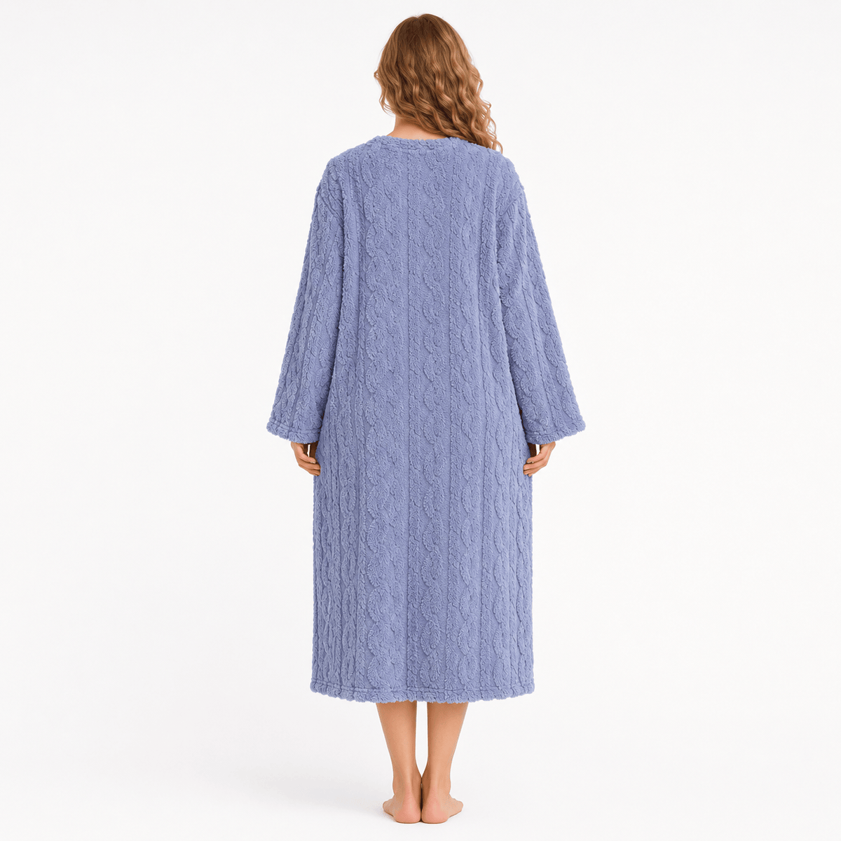 Robe de Chambre Femme Polaire Longue Double Poches Hiver