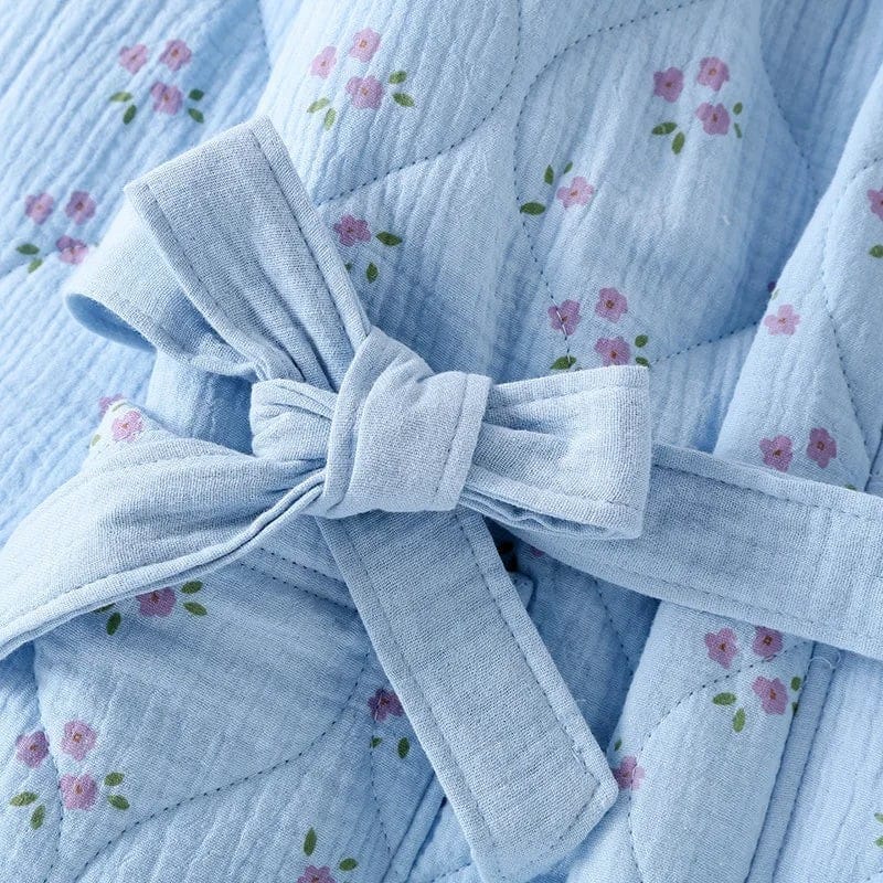 Robe de Chambre Femme Polaire Motif Cute avec Ceinture