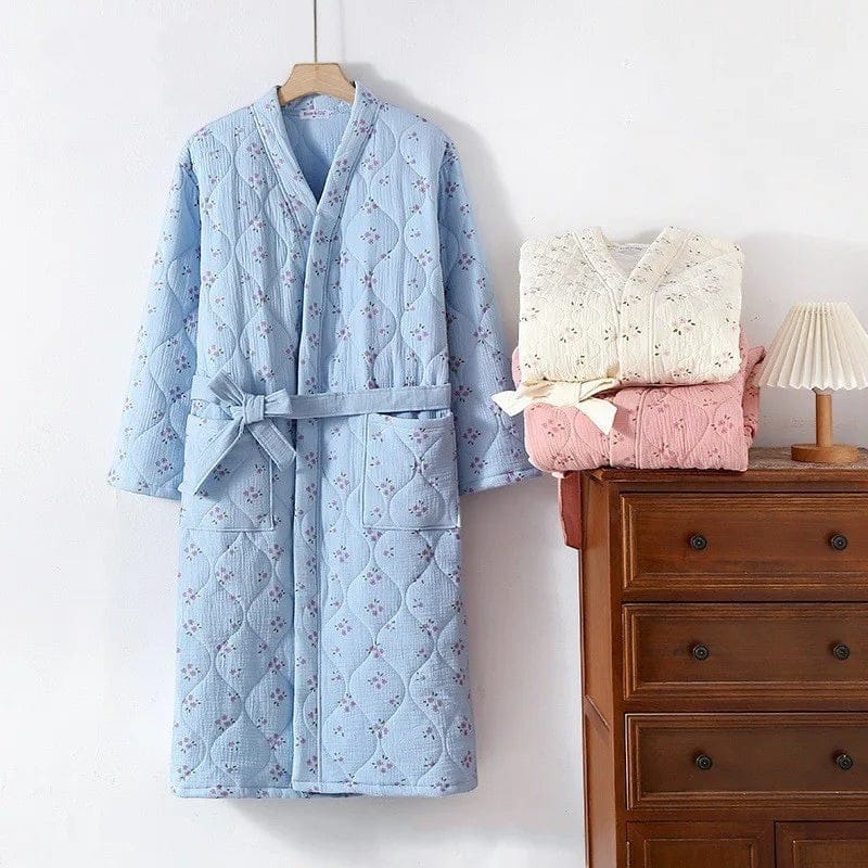 Robe de Chambre Femme Polaire Motif Cute avec Ceinture