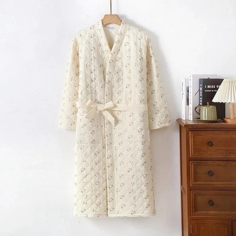 Robe de Chambre Femme Polaire Motif Cute avec Ceinture