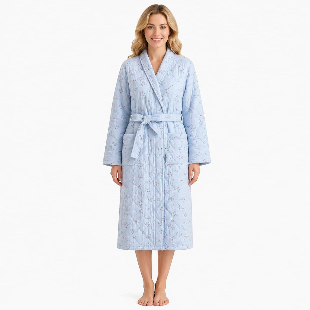 Robe de Chambre Femme Polaire Motif Cute avec Ceinture