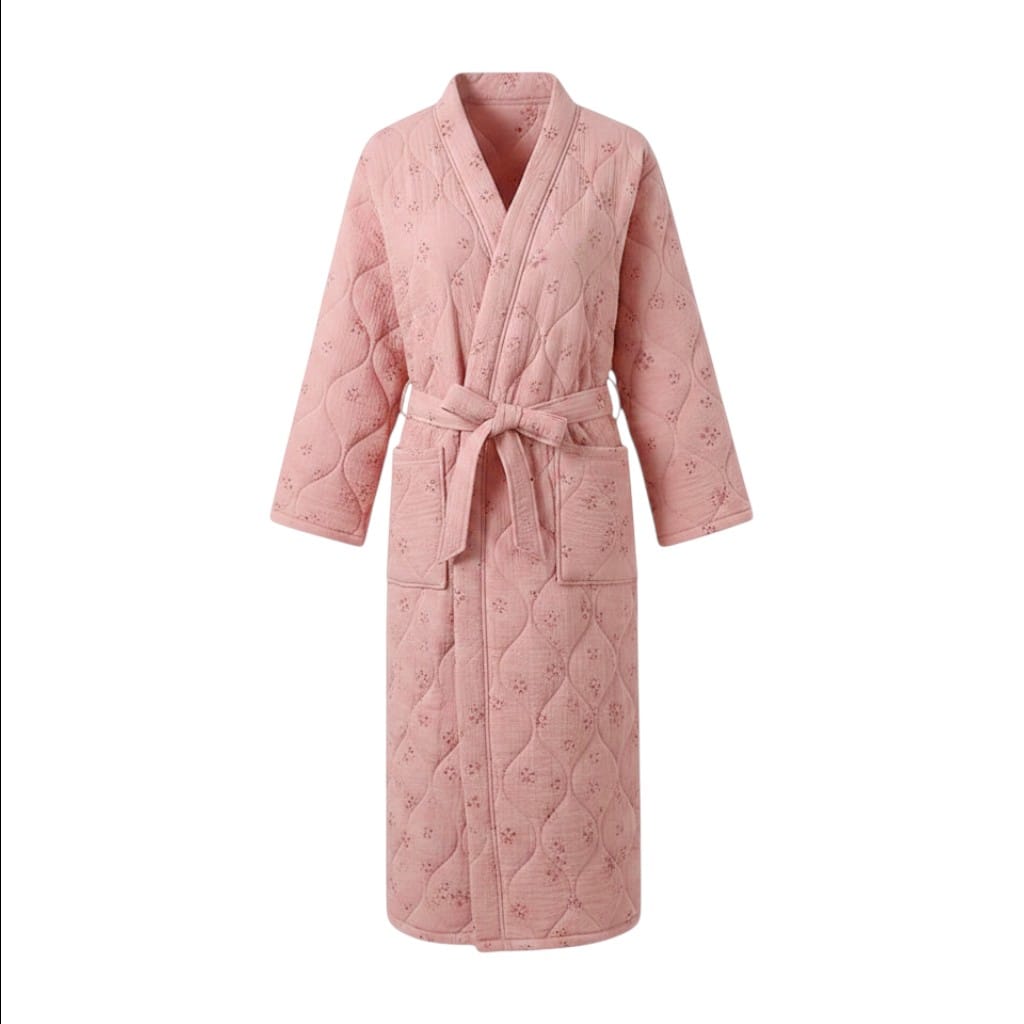 Robe de Chambre Femme Polaire Motif Cute avec Ceinture