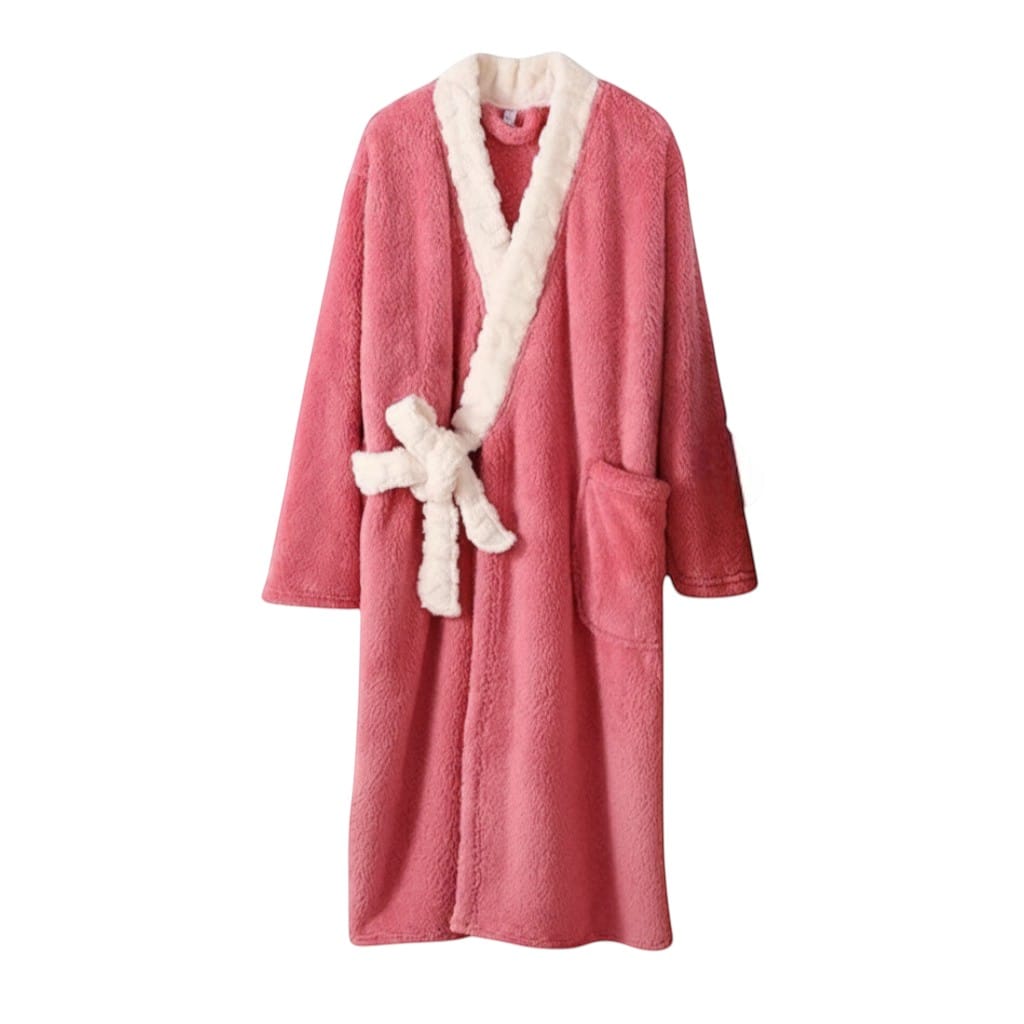 Robe de Chambre Femme Polaire Patchwork Douce Hiver
