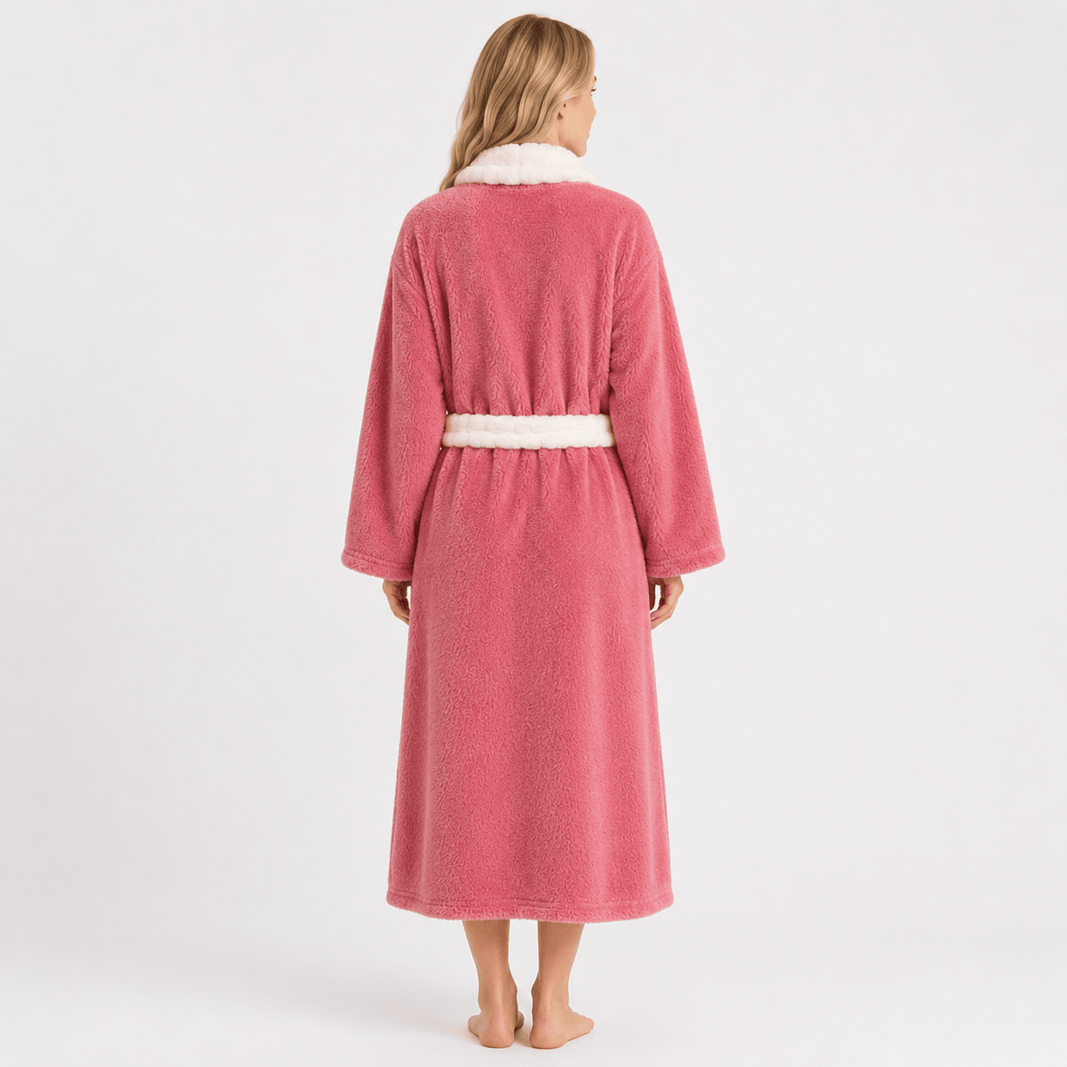 Robe de Chambre Femme Polaire Patchwork Douce Hiver