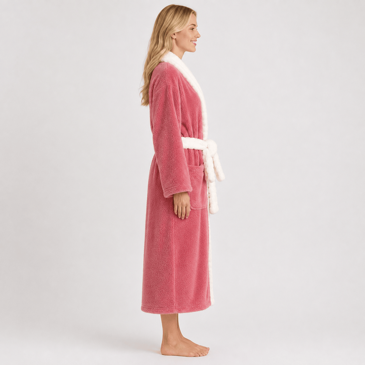 Robe de Chambre Femme Polaire Patchwork Douce Hiver