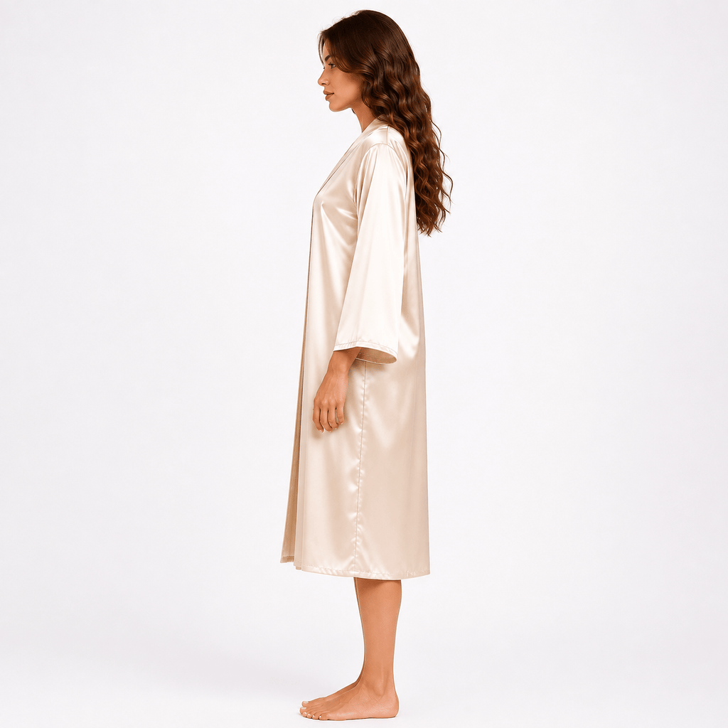 Robe de Chambre Femme Satin Courte avec Nuisette 2 Pièces