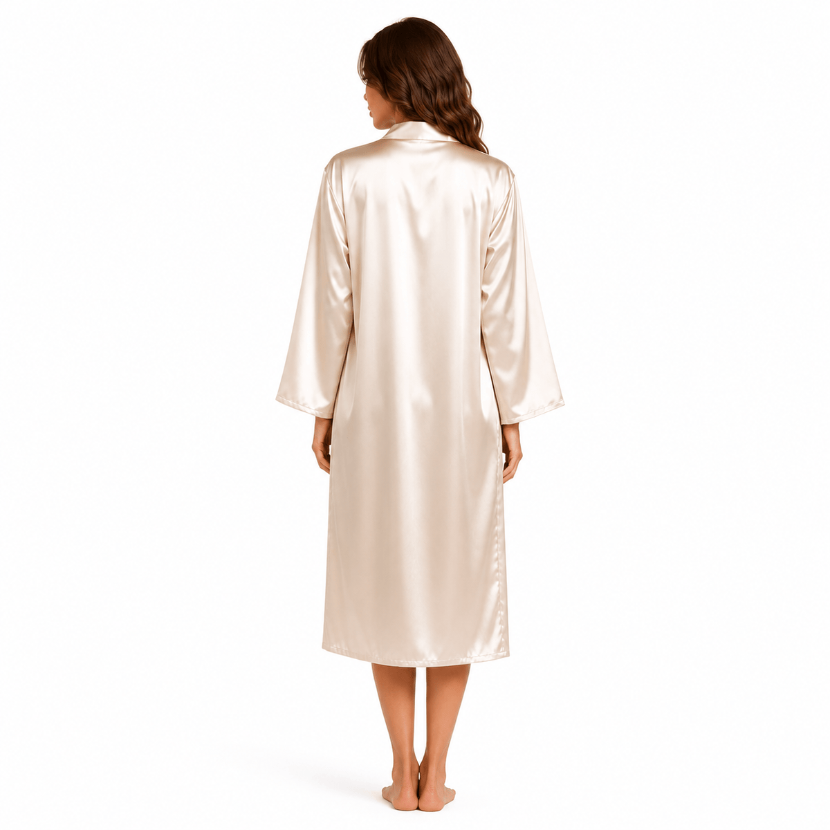 Robe de Chambre Femme Satin Courte avec Nuisette 2 Pièces