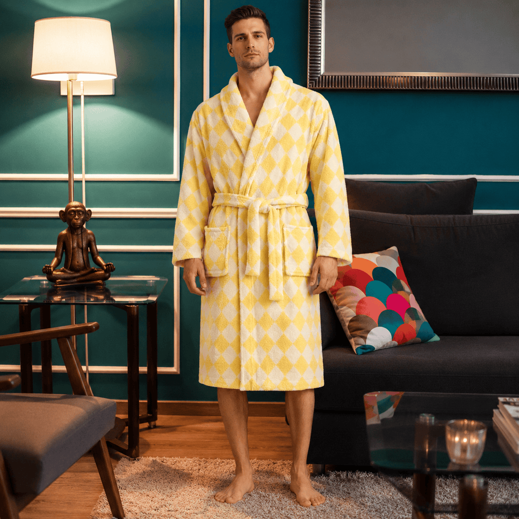 Robe de Chambre Homme Chaude Carreaux