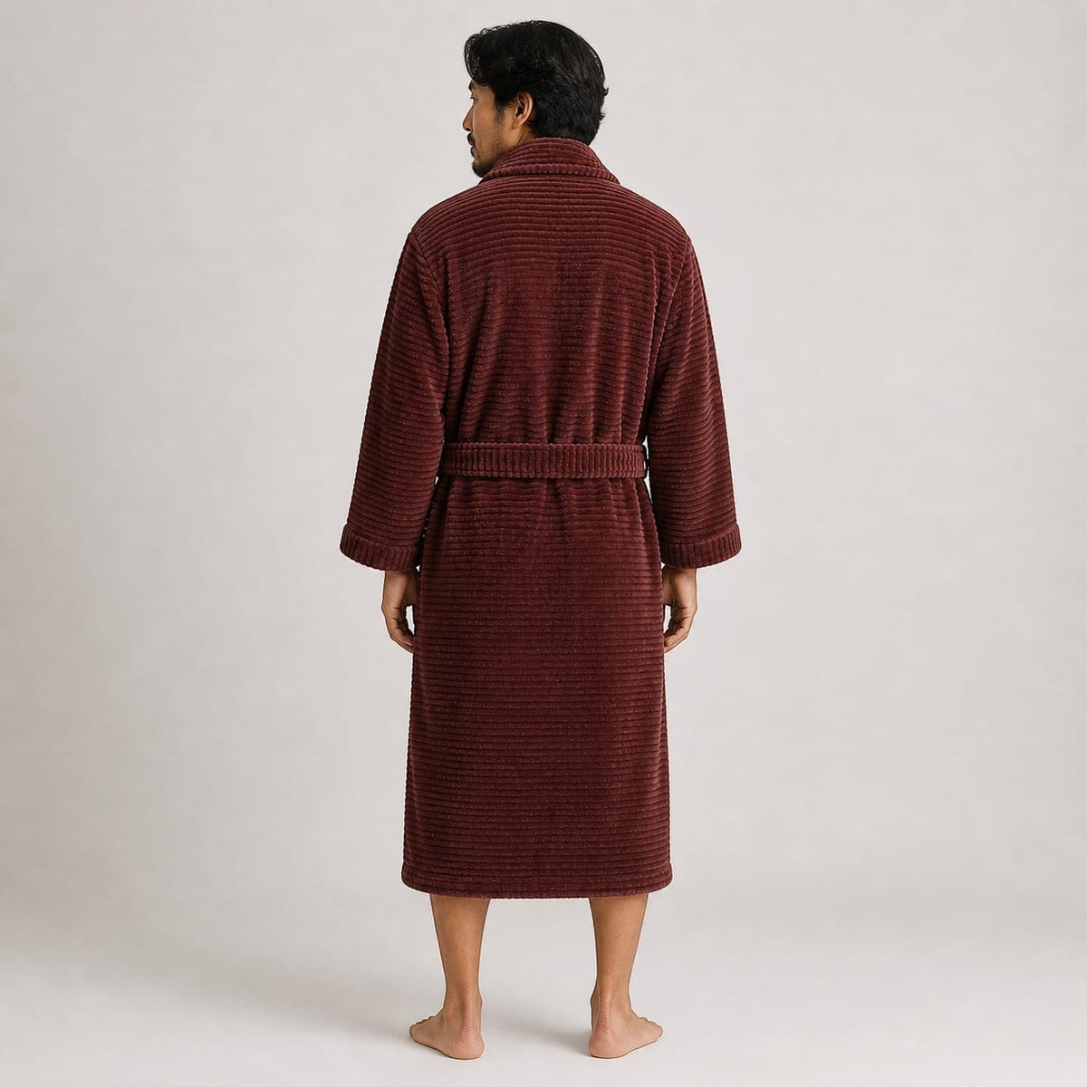 Robe de Chambre Homme Flanelle Épais Rayé