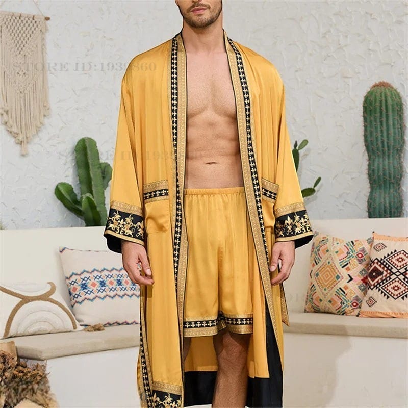 Robe de Chambre Homme Luxe Ensemble 2 Pièces