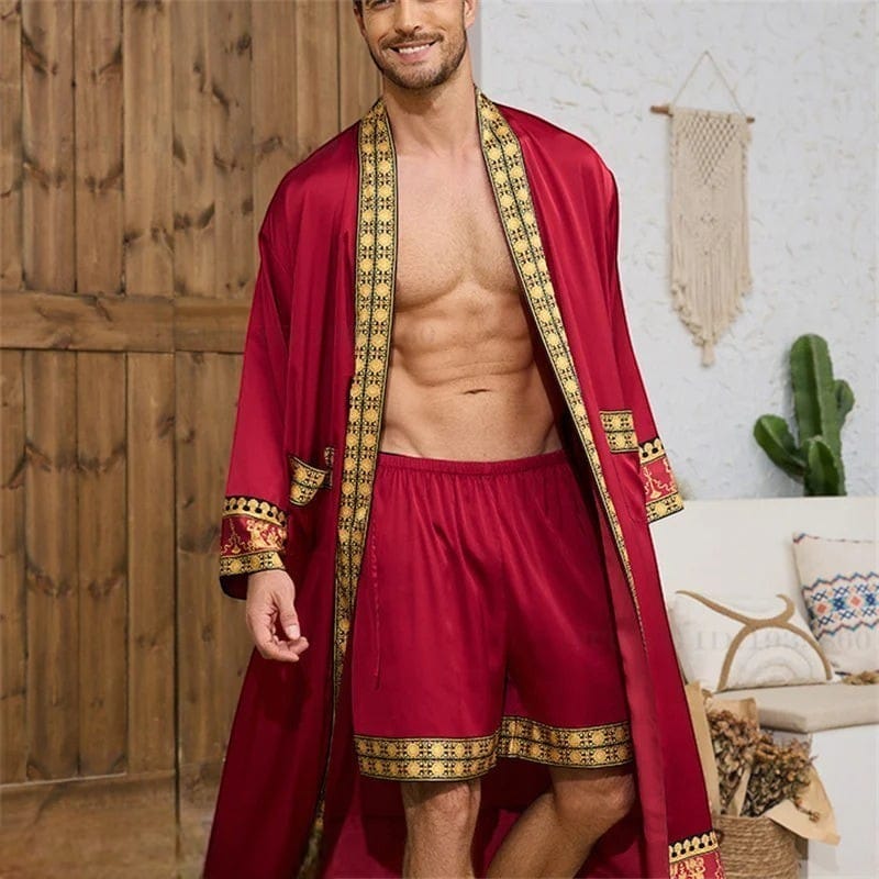 Robe de Chambre Homme Luxe Ensemble 2 Pièces