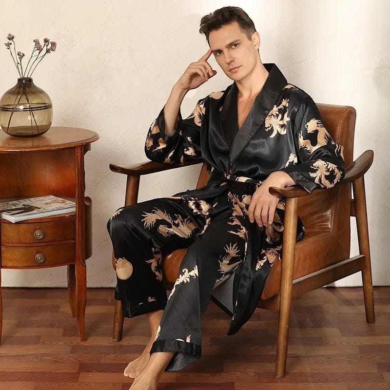 Robe de Chambre Homme Luxe Ensemble Pantalon
