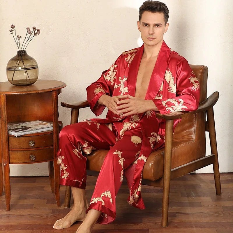 Robe de Chambre Homme Luxe Ensemble Pantalon