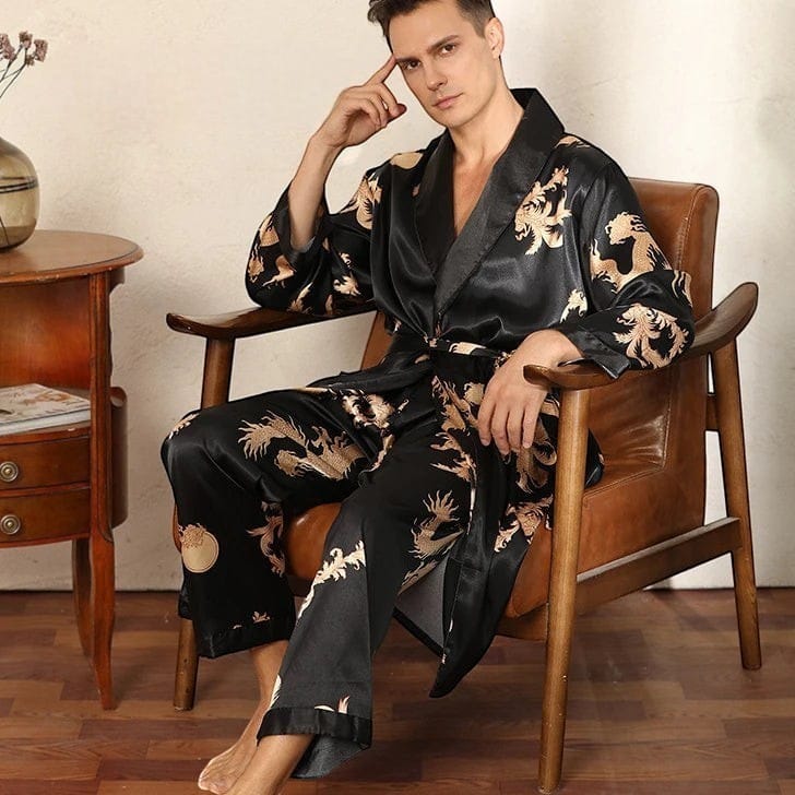 Robe de Chambre Homme Luxe Ensemble Pantalon