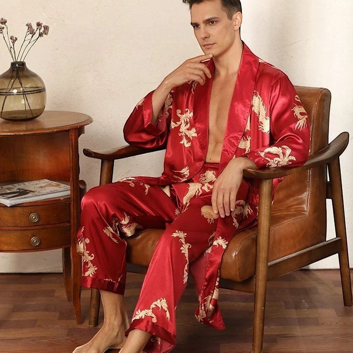 Robe de Chambre Homme Luxe Ensemble Pantalon