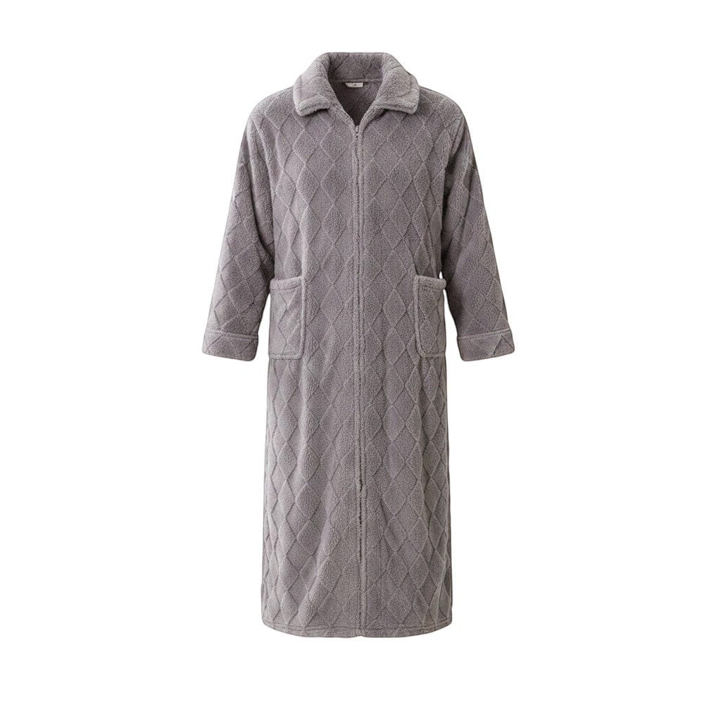 Robe de Chambre Homme Polaire Corail Long Zippé Carreaux