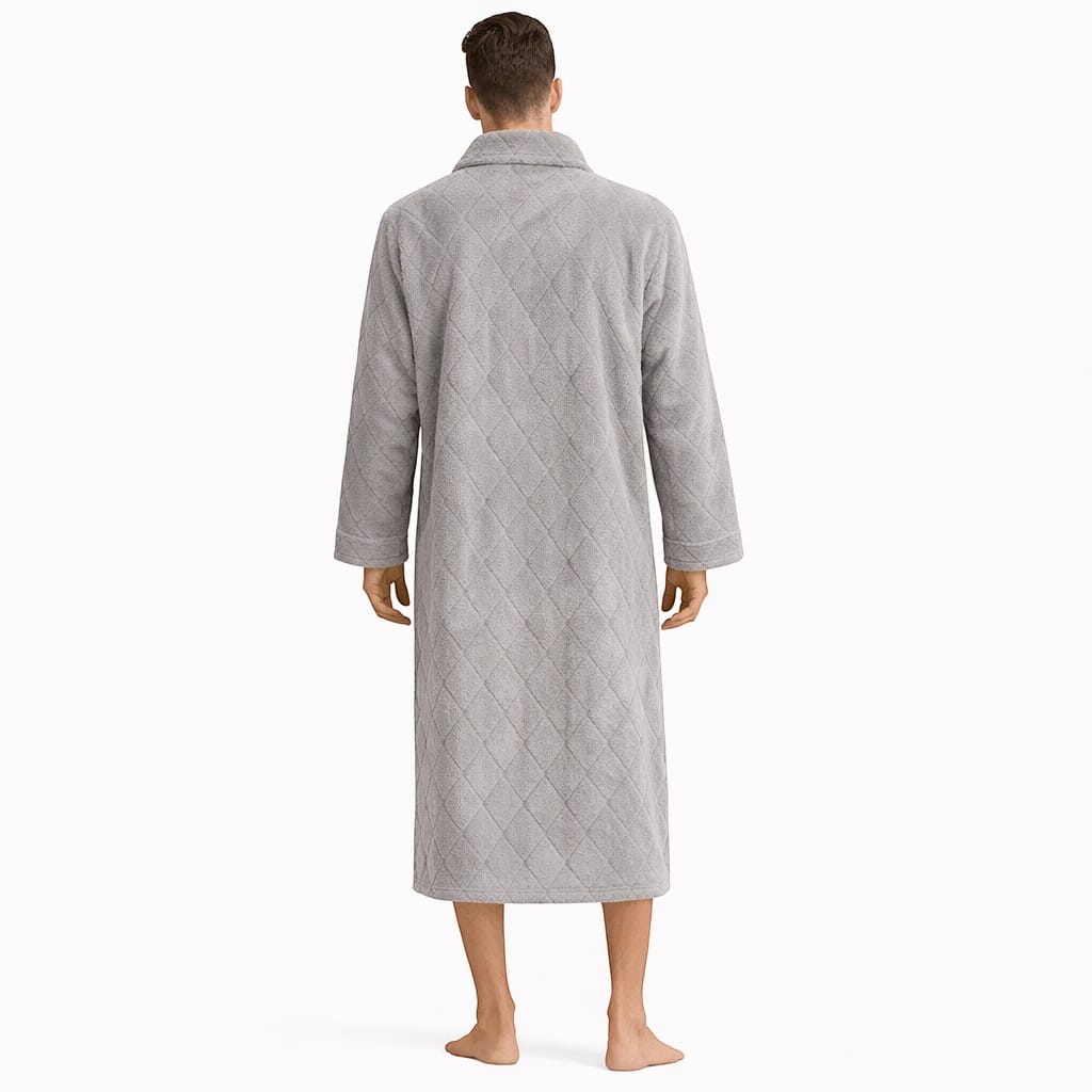 Robe de Chambre Homme Polaire Corail Long Zippé Carreaux